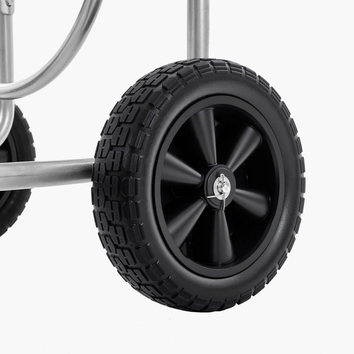 Uimoso hose reel cart wheel with thick tread tire and center hub