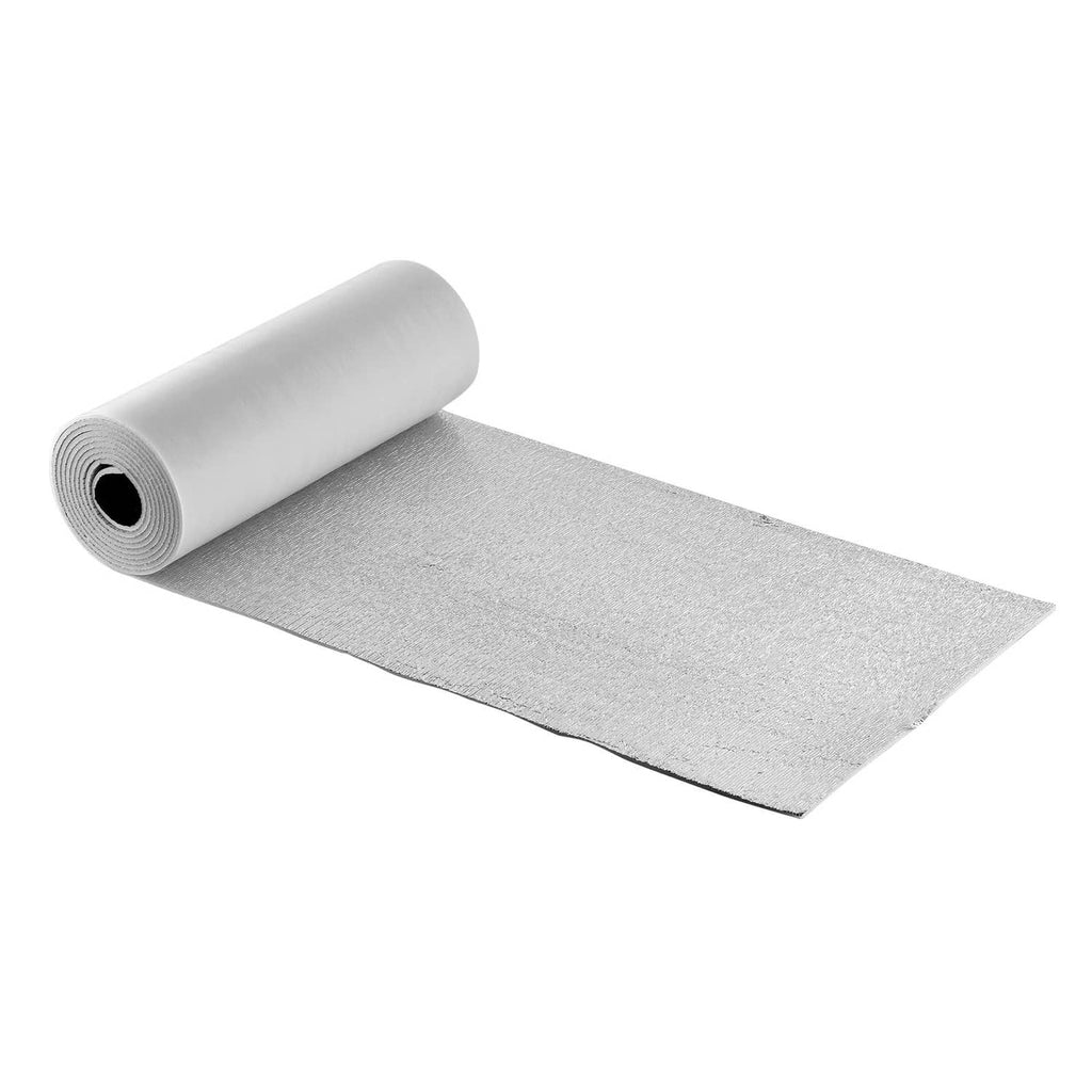 Reflective garage door insulation roll with silver aluminum foil surface and foam core