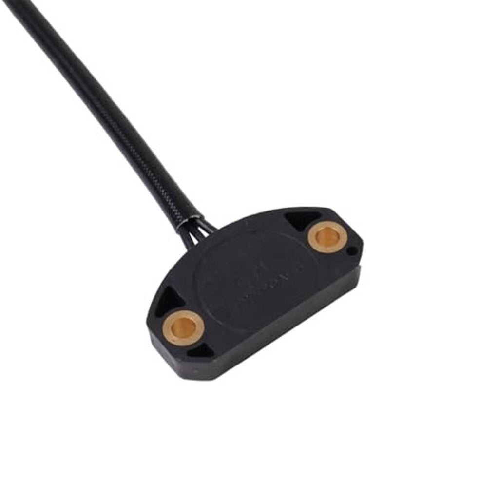 Black motorcycle position sensor module with two mounting screw holes and cable