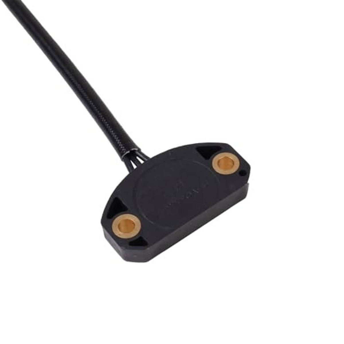 Black motorcycle position sensor module with two mounting screw holes and cable