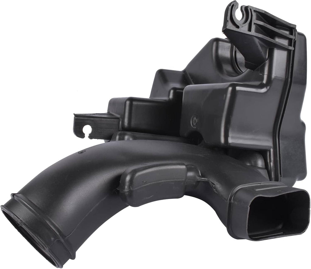 Black air intake resonator duct with vented housing and rectangular mounting tabs