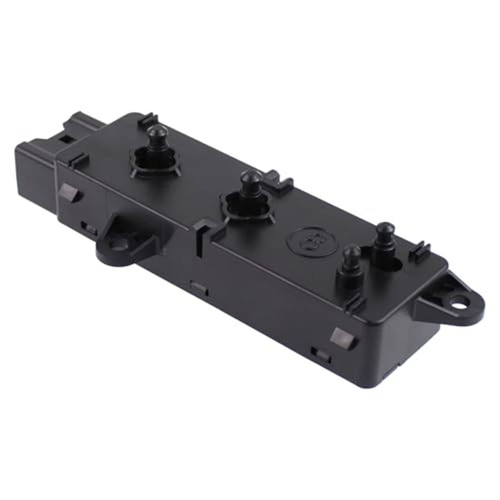 Power seat control switch module with four posts and circular embossed label