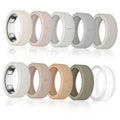 10-pack silicone ring covers in beige, taupe, and gray tones