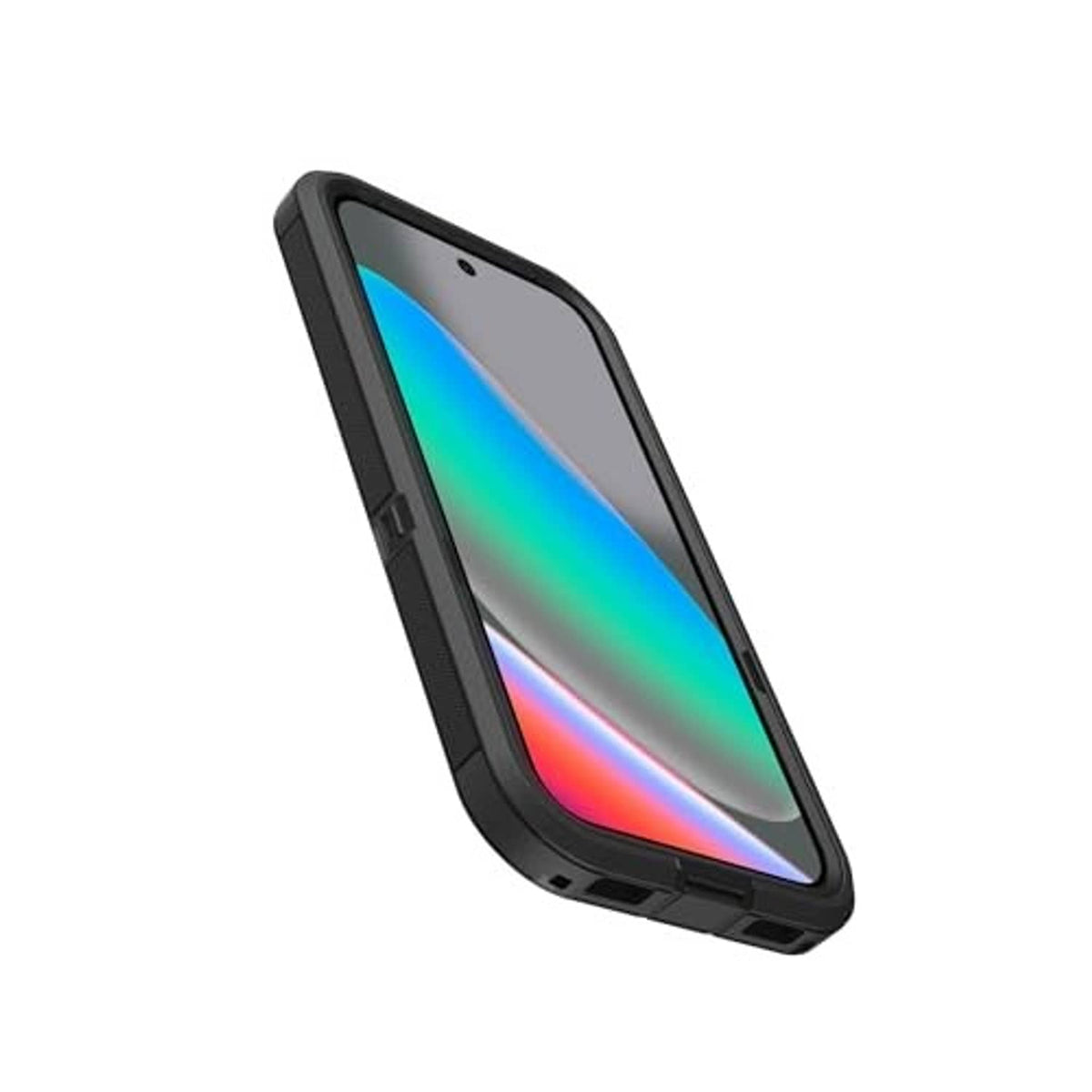 Dark Side Black Defender Pro XT phone case in angled side view with textured edges