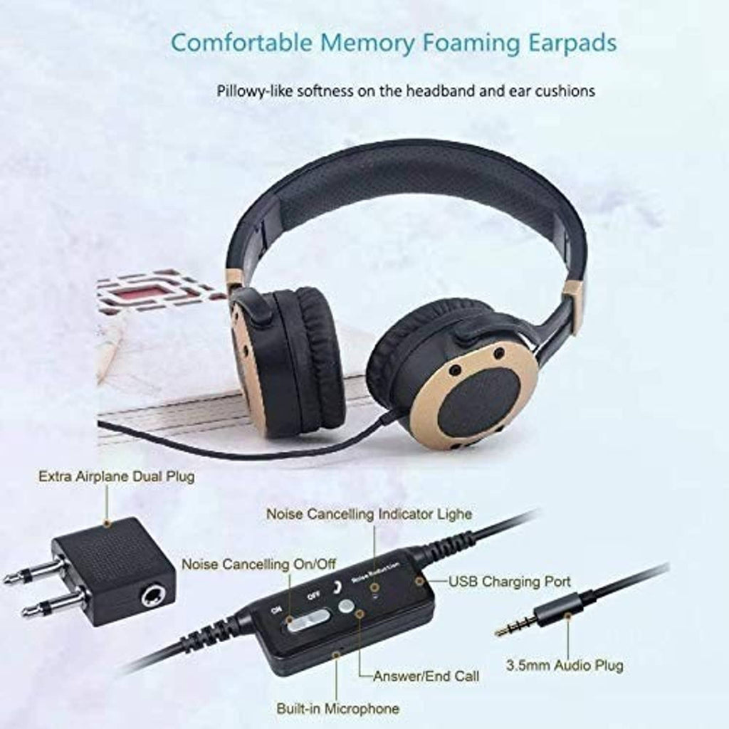 Over-ear headphones with detachable plug adapter, inline control box, built-in microphone