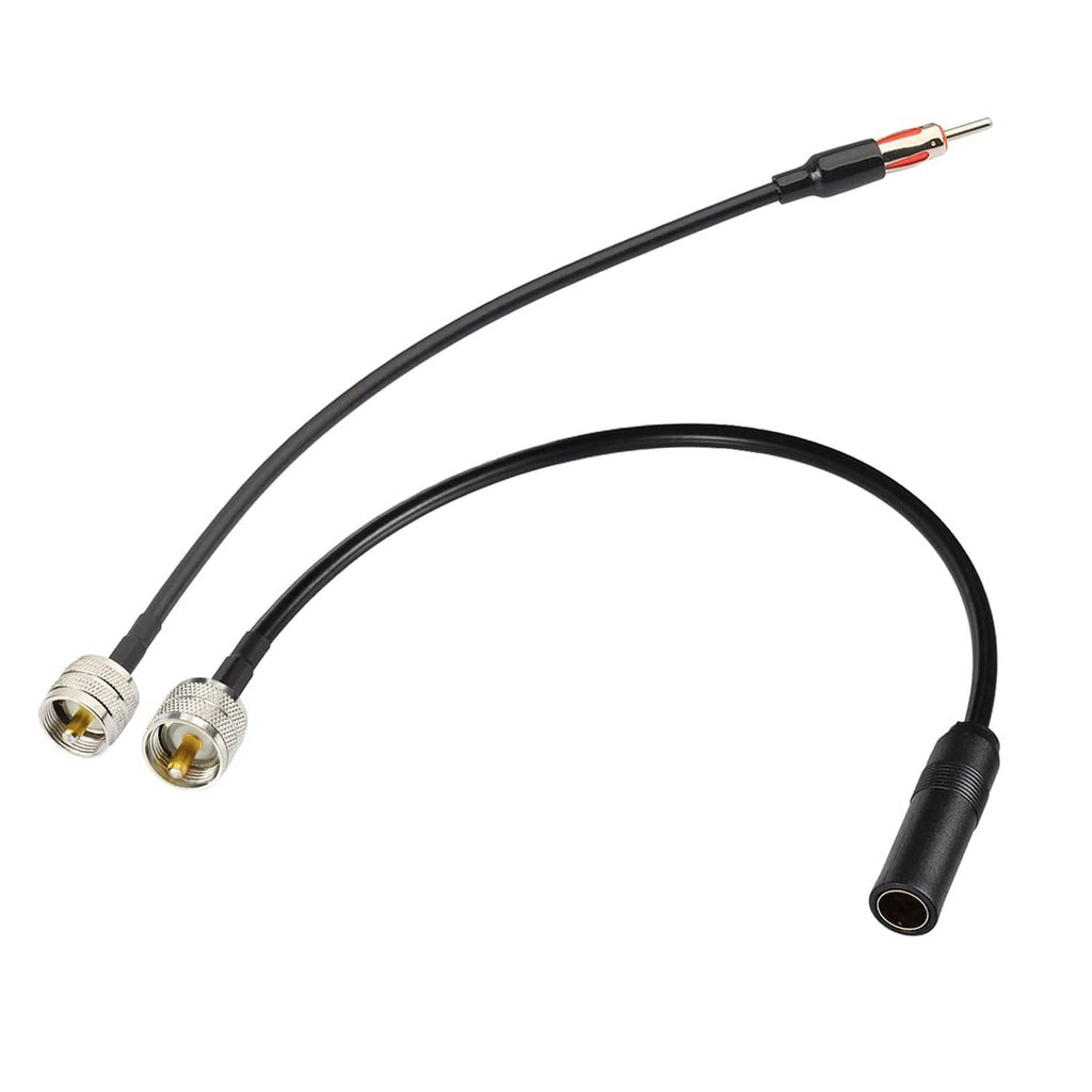 2pcs coax jumper cables, black RG58 with silver PL259 connectors and exposed pin