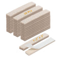 Beige rectangular adhesive felt furniture floor pads, multiple pieces shown