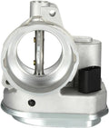 Silver throttle body with round valve bore and black electrical connector
