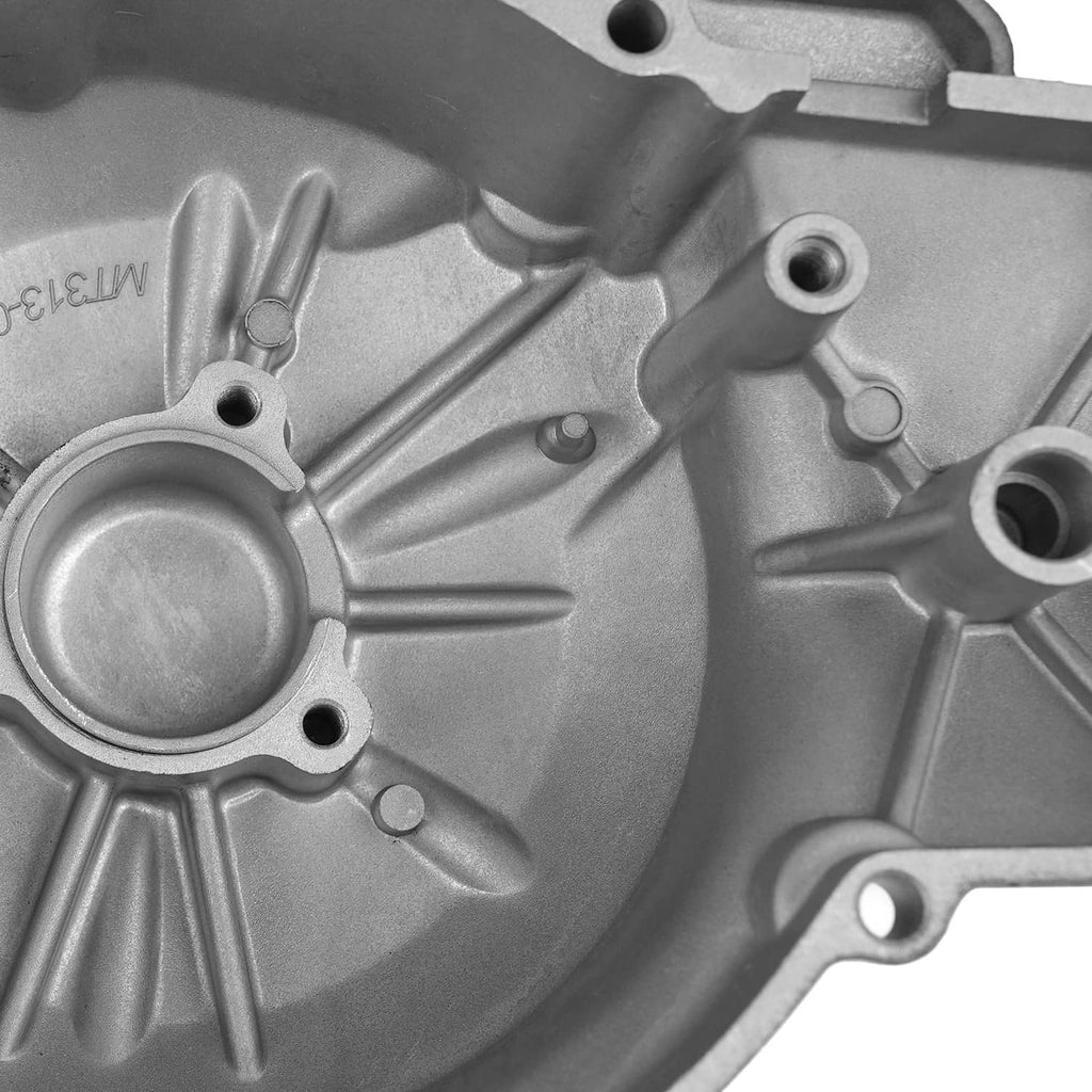 Engine crankcase cover interior close-up with mounting points