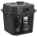 Laundry sink drain pump system with open housing and integrated motor assembly, dark gray