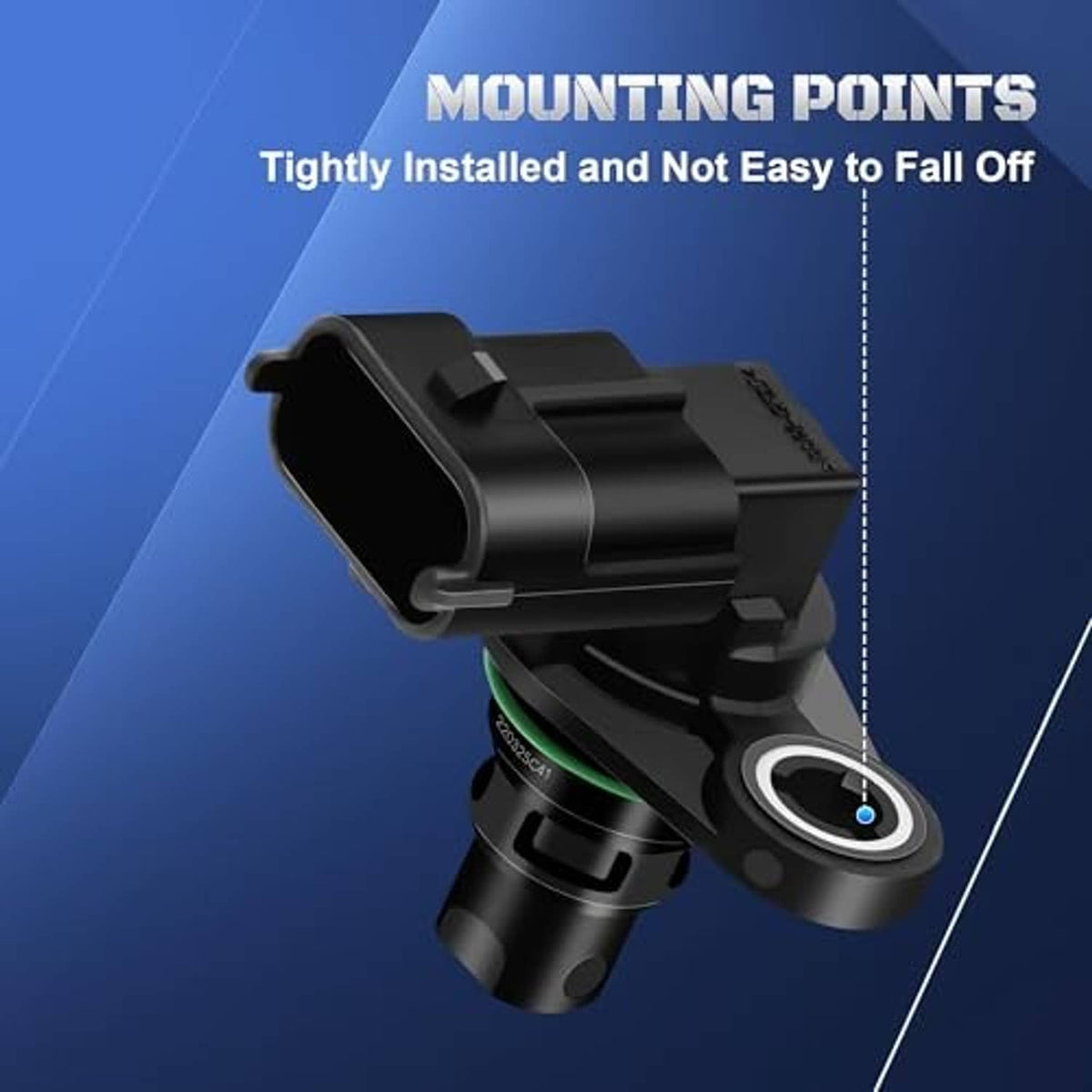 Camshaft position sensor with mounting point and circular gasket seal
