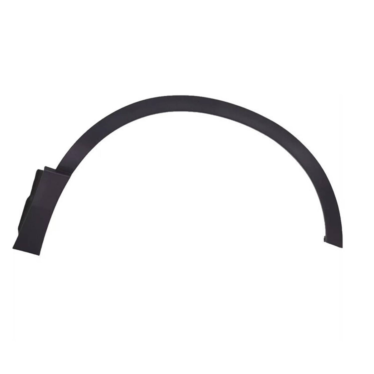 Curved black fender trim piece with left bracket for mounting