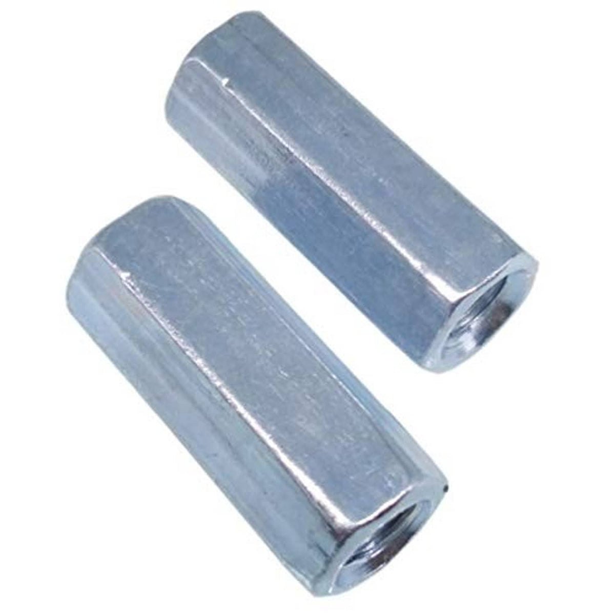 Zinc plated rod coupling sleeves with internal threads, two-piece view
