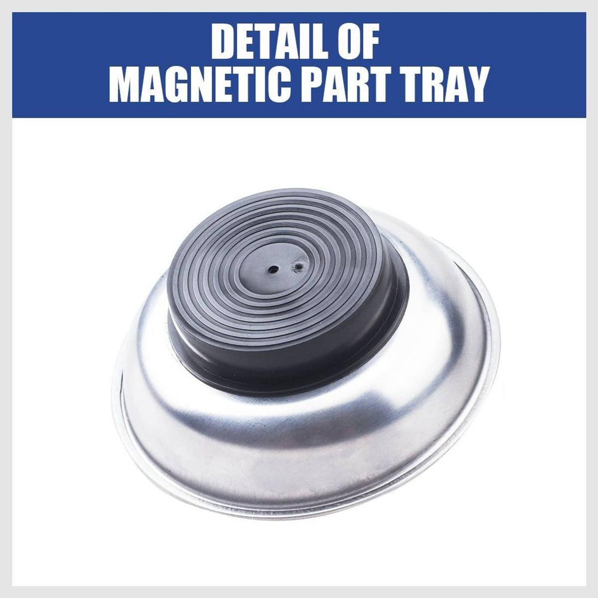 Round stainless-steel magnetic parts tray with center screw hole