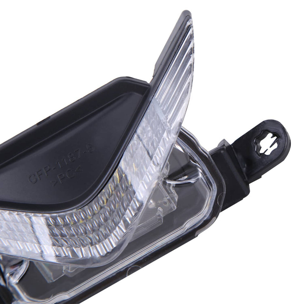 Angled close-up of LED front upper indicator light with clear lens