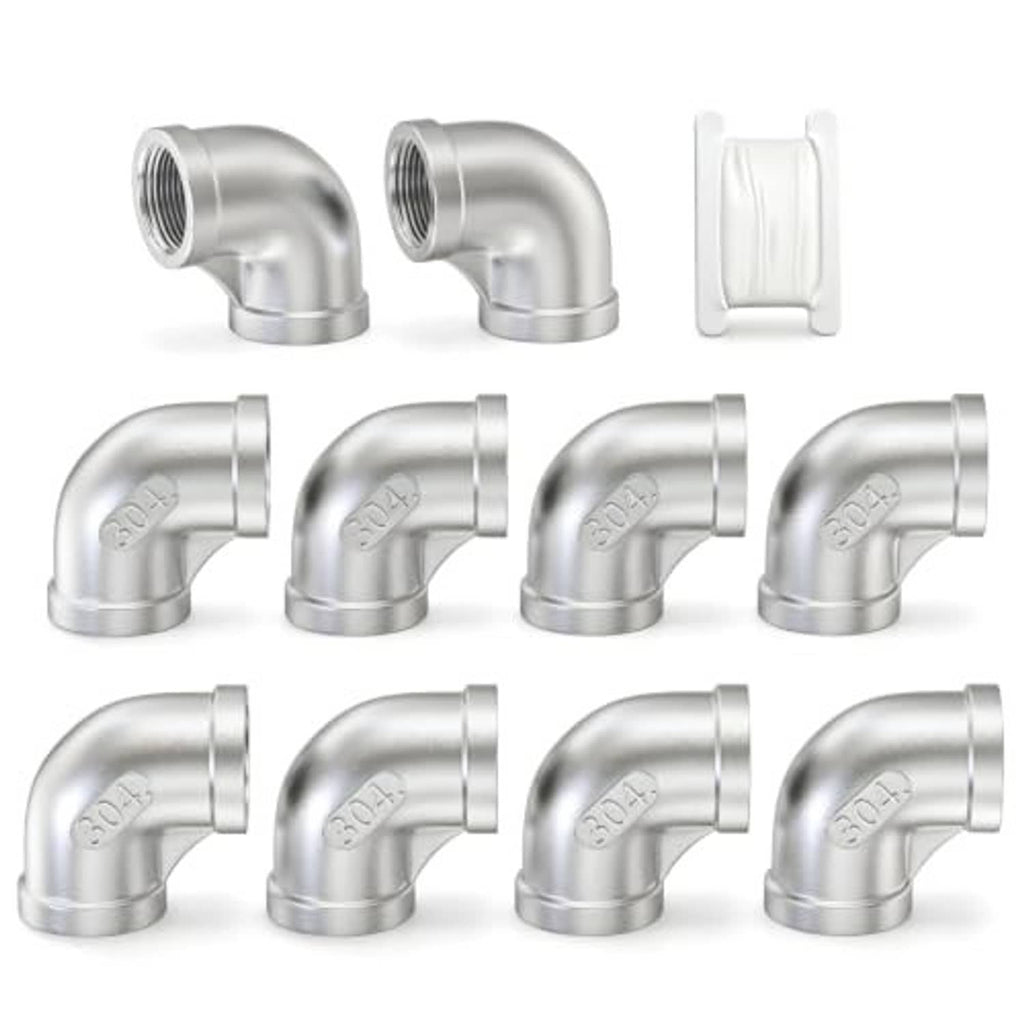 304 stainless steel 90-degree elbow fittings set with NPT threaded elbows