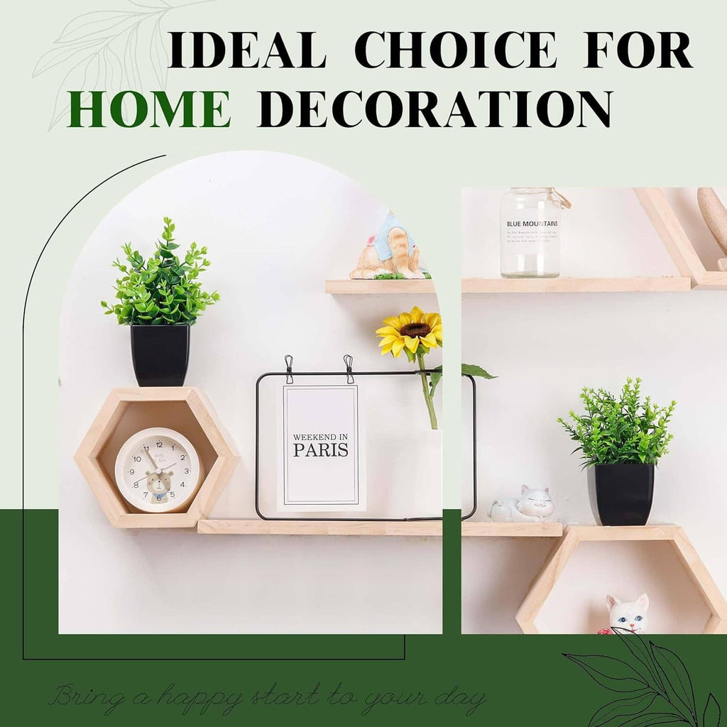 Faux plants in black pots with bright green leaves for home decoration, 2-pack