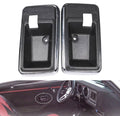 Interior door handle bezel cup set with two black cups and chrome outer trim