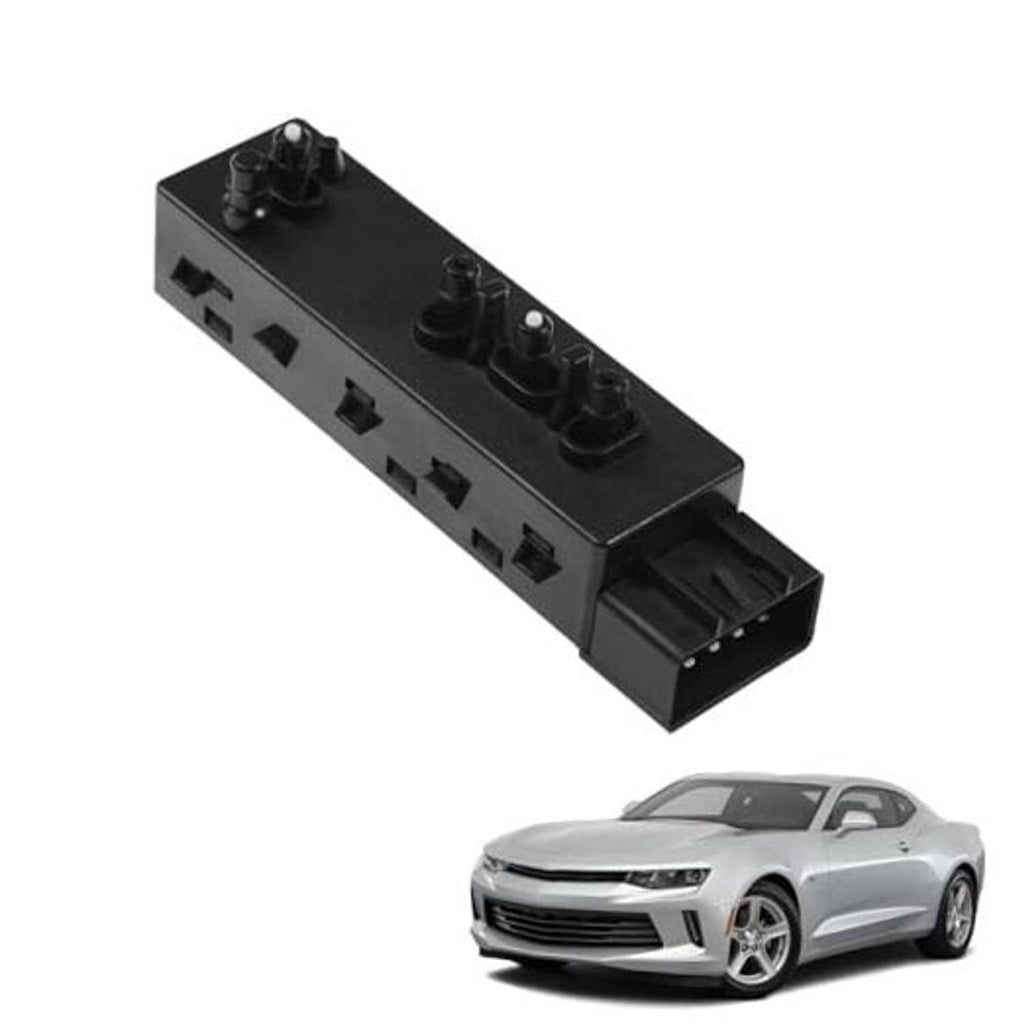 Power seat control switch panel with multiple button caps and mounting tabs, black