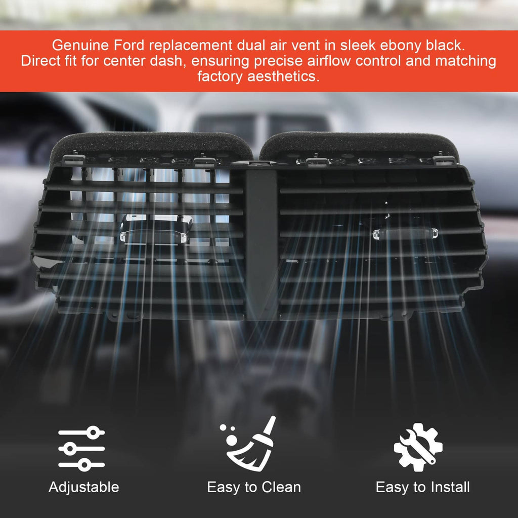 Black dual center dash air vent grille with visible internal louvers behind mesh