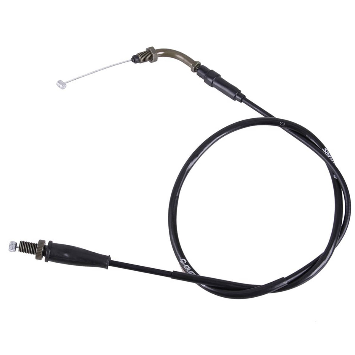 Clutch and throttle cable assembly with black cable loop and metal end fittings