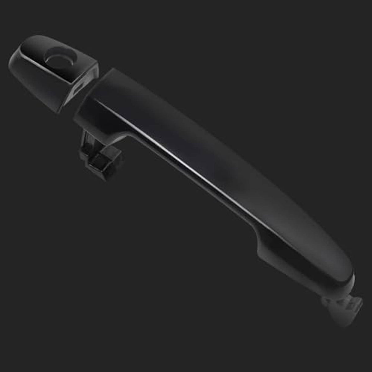 Front exterior door handle, side view, with keyhole opening and end mounting tab
