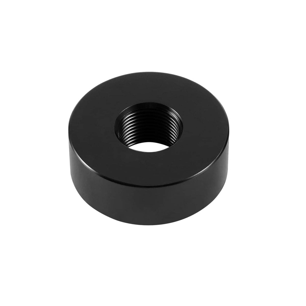 Black round threaded component with central threaded hole for mainshaft sprocket tool