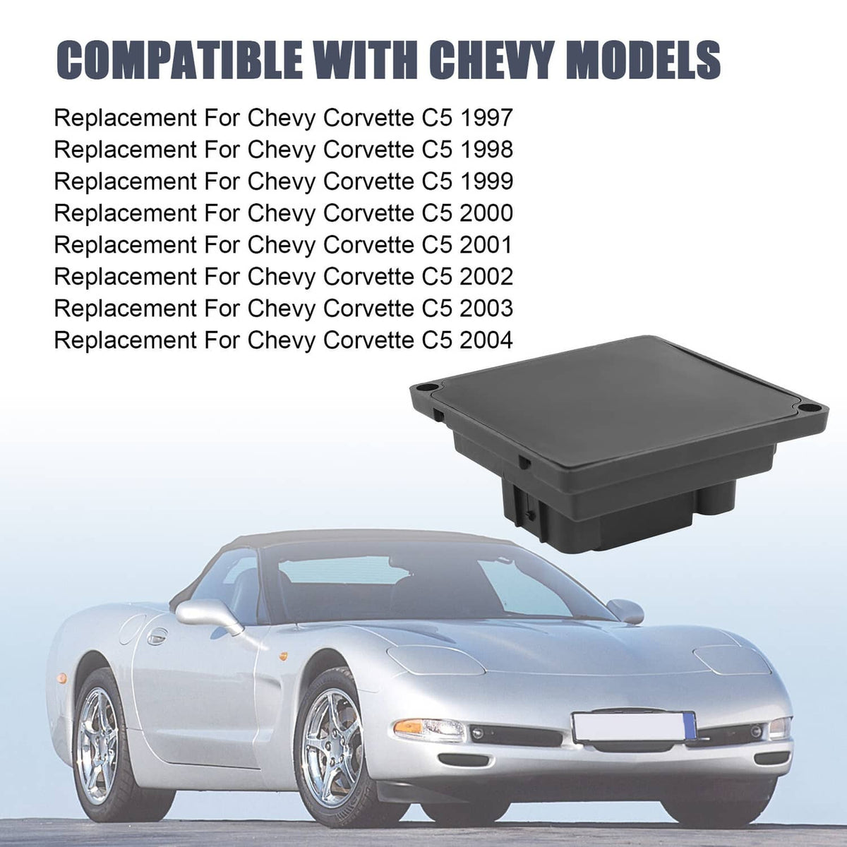 Black headlight actuator control relay module with rectangular housing and connector ports.