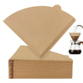 Unbleached #02 cone coffee filter papers, stacked and fanned