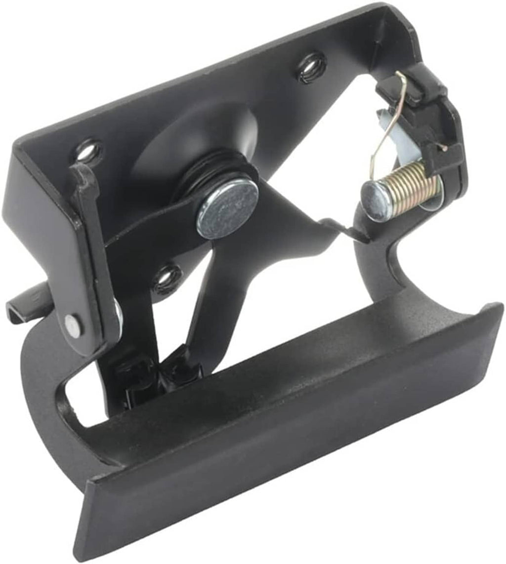 Black tailgate handle latch bezel with release button and coiled spring