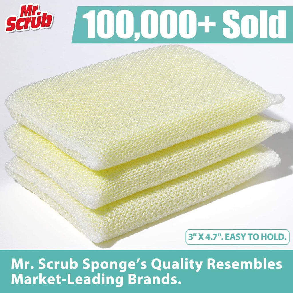 All-purpose non-scratch cleaning sponges, pale yellow, flat stacked set