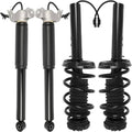 Shock strut assembly set with two black dampers, gray mounts, and coil springs