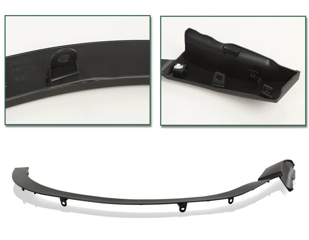 Black fender trim guard with side brackets and mounting cutouts shown in close-up