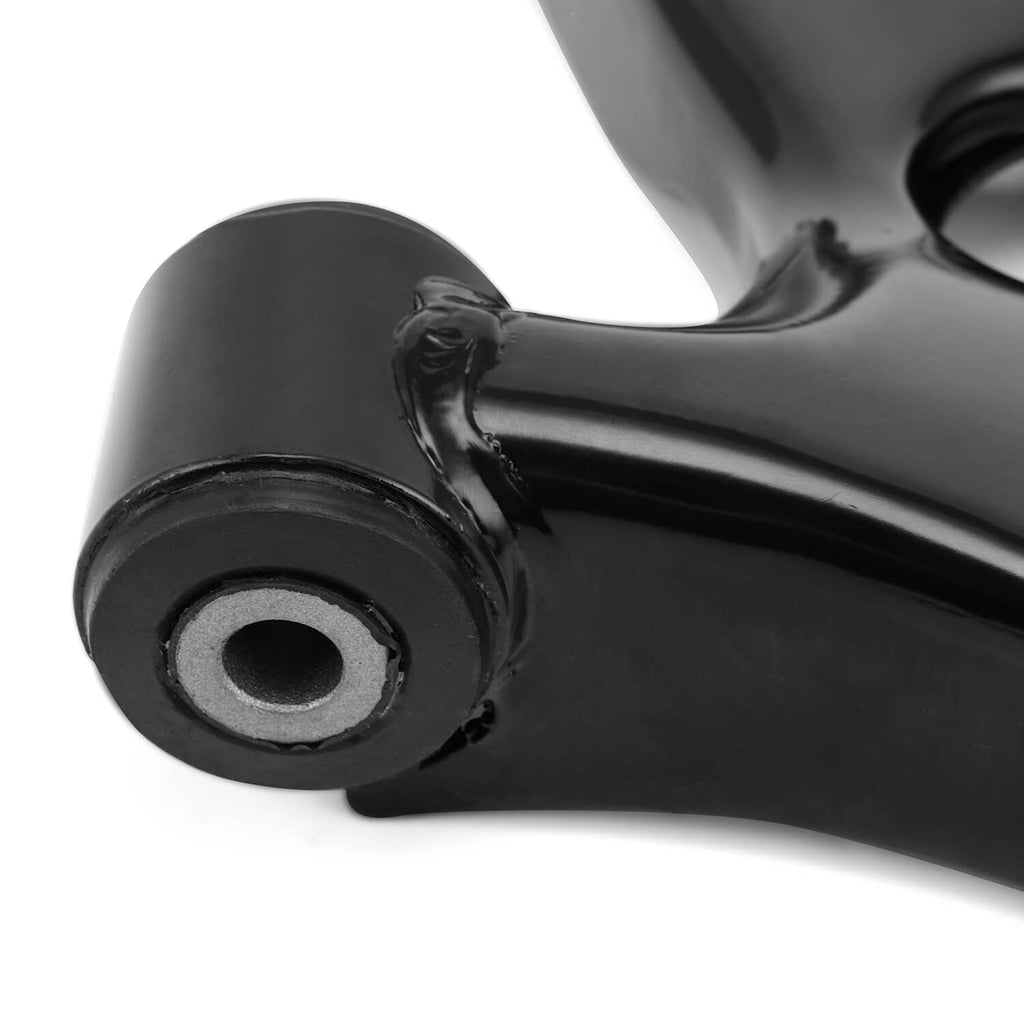 Black control arm bushing and mounting eye, metal ball joint bracket