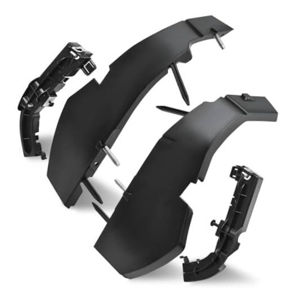 Black bumper bracket cover retainer kit with mounting clips and support brackets