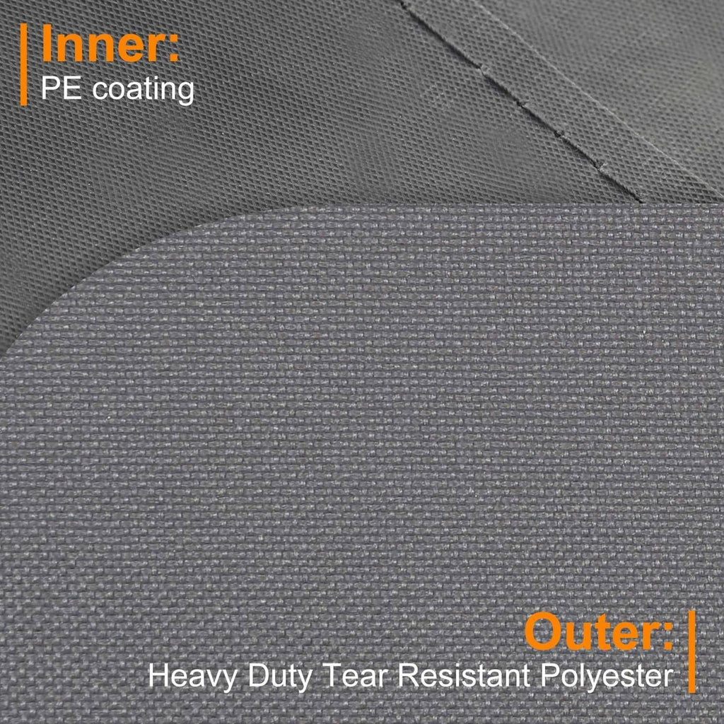 Close-up of grey textured storage bag fabric with protective PE coating layer.