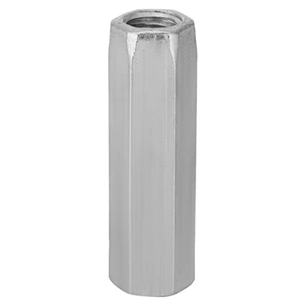 Single hex connecting nut with M10 internal threads, zinc-plated metal fastener