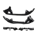 Front headlight bumper support brackets kit with curved black plastic support rails