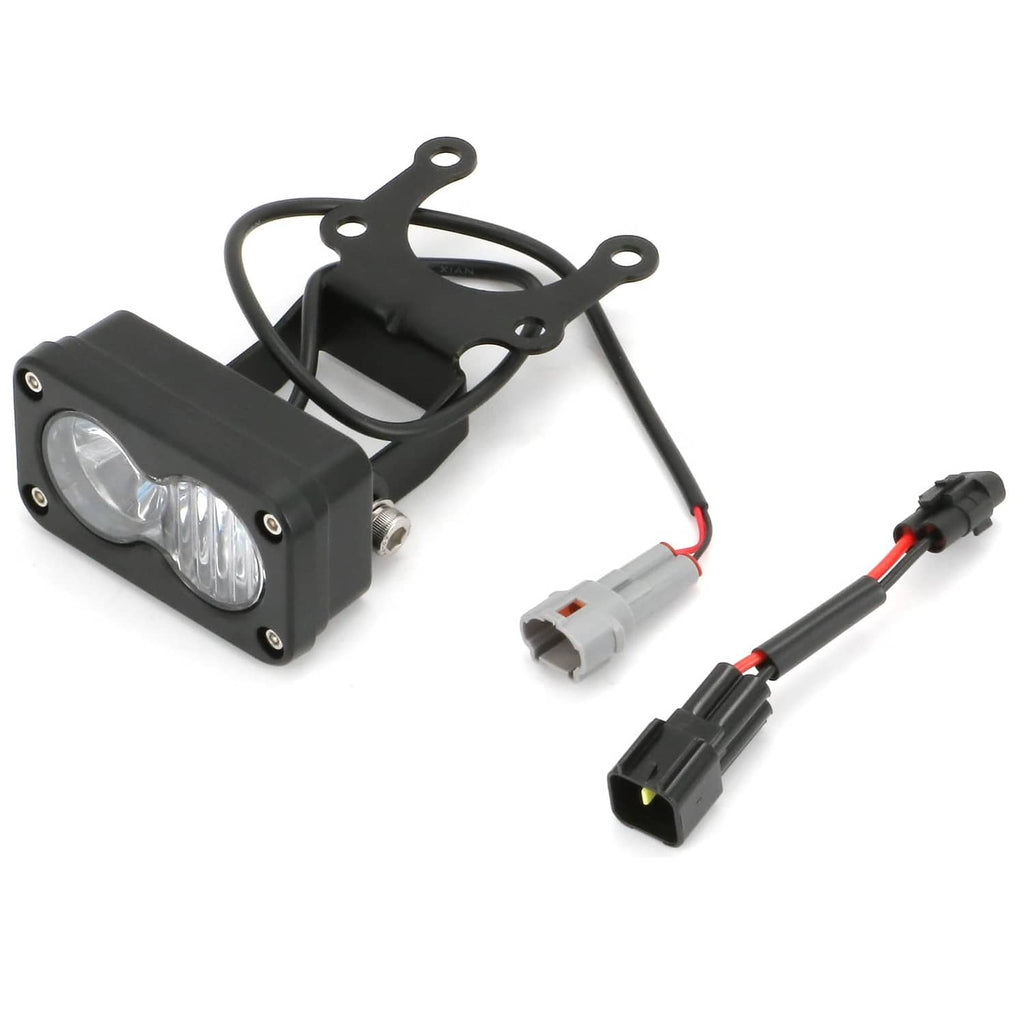 Black 3-inch LED headlight lamp with bracket, cables, and connectors