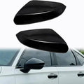 Pair of glossy black side mirror cap covers, aerodynamic teardrop shape