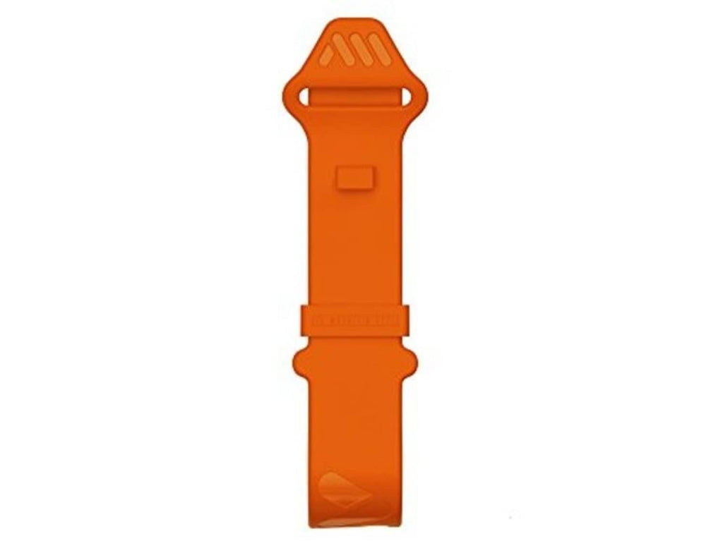 Orange silicone bike camera strap with buckle-style top loop