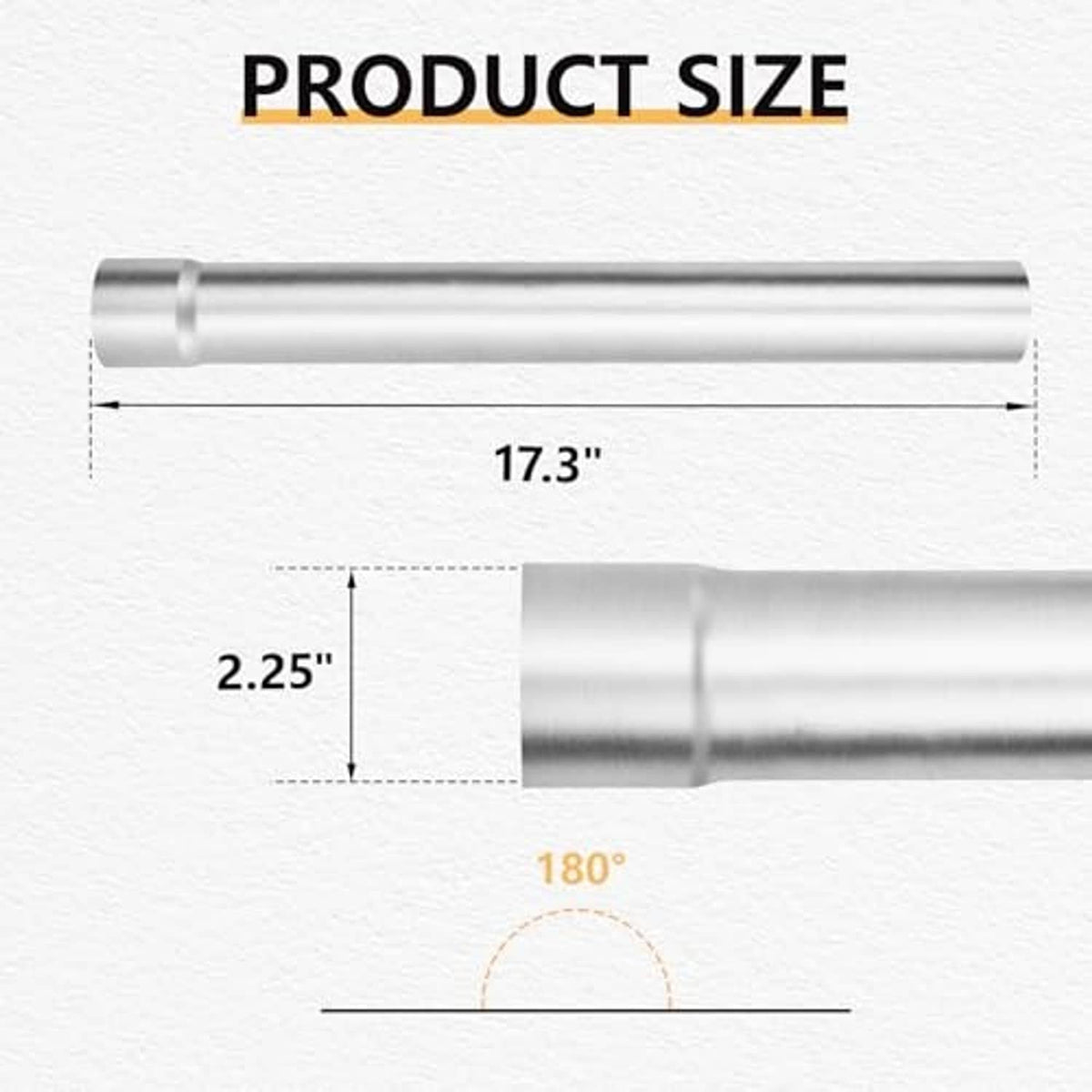 Mild steel exhaust pipe tube with smooth outer surface and dark inner bore