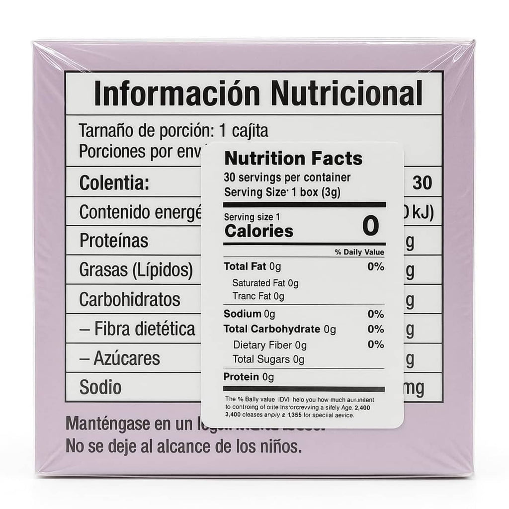 Artichoke tea box front with Nutrition Facts label and serving size details