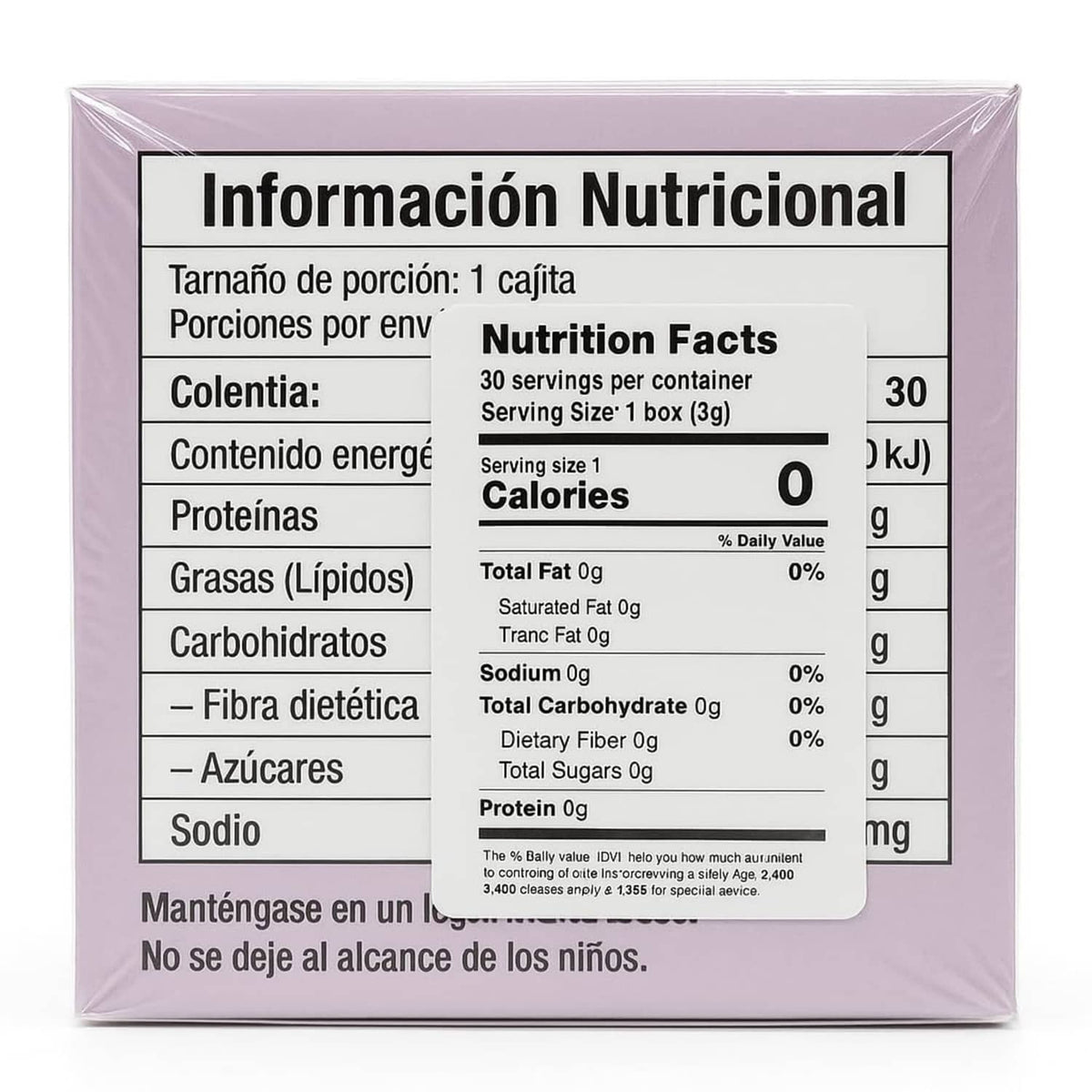 Artichoke tea box front with Nutrition Facts label and serving size details