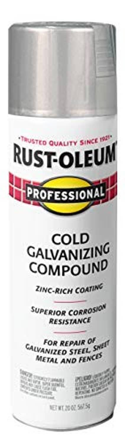 Rust-Oleum Professional cold galvanizing compound spray paint can, metallic gray label