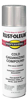 Rust-Oleum Professional cold galvanizing compound spray paint can, metallic gray label