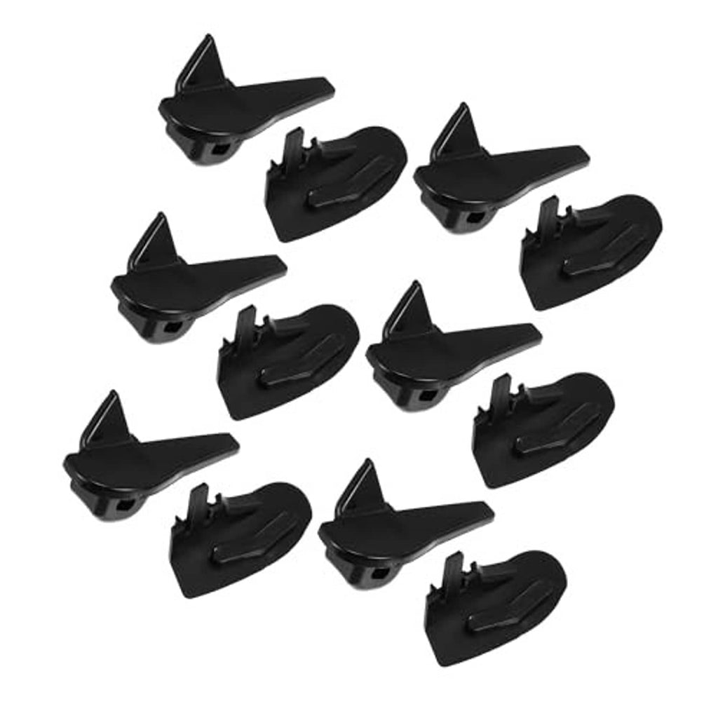 Multiple black tire changer demount head plastic inserts, assorted clip shapes