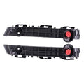 Front bumper bracket pair with grille-style openings, black plastic and red fastener caps