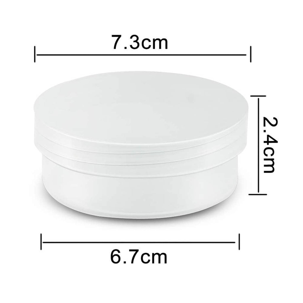 Round clear frosted plastic jar container with size markings, 7.3cm diameter