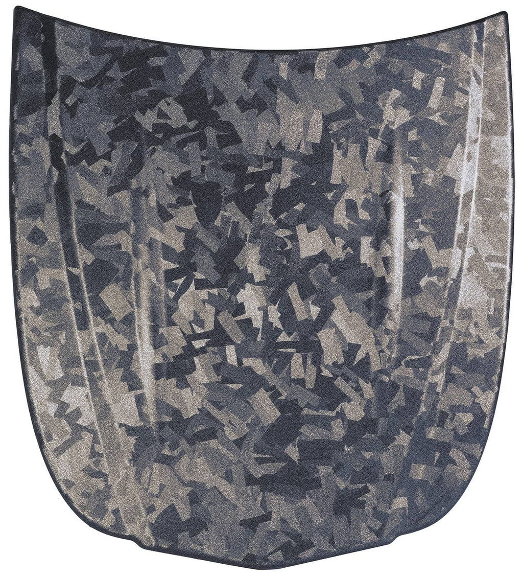 Dark gray metallic camo hood protector panel, curved shape